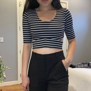 Cutout striped crop top